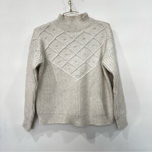 TRUTH By Republic Knit Sweater Size Small Mock Neck Cozy Comfy Ivory Cream
